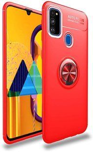 TPU чехол Hybird ColorRing под магнитный держатель для Samsung Galaxy M21 - Red