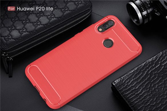 Силиконовый чехол Hybrid Carbon для Huawei P20 Lite - Red