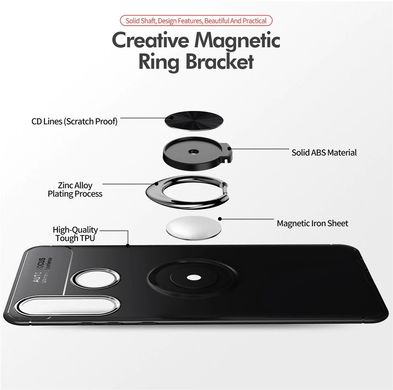 Чехол Hybrid Ring с магнитным держателем для Huawei Y6p - Black+Blue