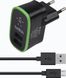 Мережевий зарядний пристрій Belkin Travel charger 2USB 2.1A + MicroUsb cable Black (1144). Фото 2 із 3