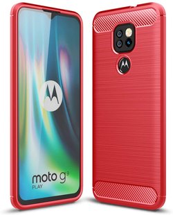 Чехол Hybrid Carbon для Motorola Moto G9 Play / E7 Plus - Red