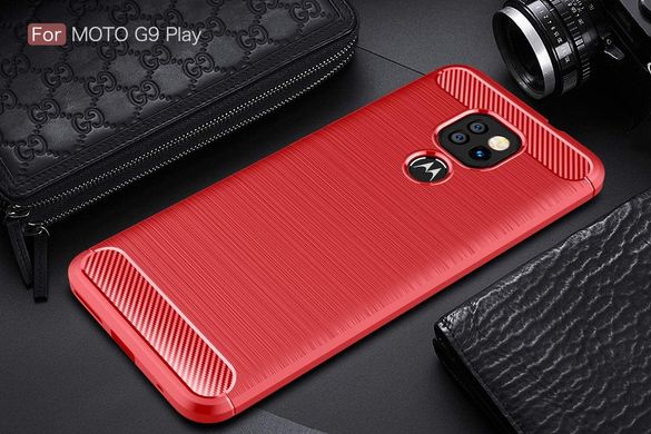 Чехол Hybrid Carbon для Motorola Moto G9 Play / E7 Plus - Red