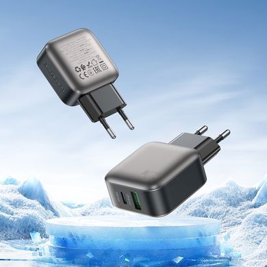 Сетевое зарядное устройство Borofone BAS54A PD 20W+QC3.0 (1USB/1Type-C/3A) - Grey