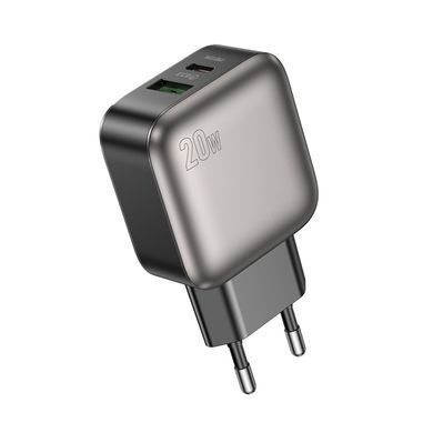 Сетевое зарядное устройство Borofone BAS54A PD 20W+QC3.0 (1USB/1Type-C/3A) - Grey