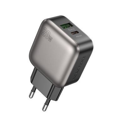 Сетевое зарядное устройство Borofone BAS54A PD 20W+QC3.0 (1USB/1Type-C/3A) - Grey