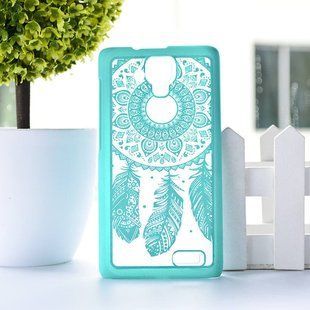 Чохол із візерунком "Пір'я" для Lenovo A536 "бірюзовий"