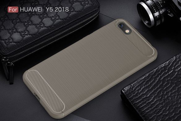Силиконовый чехол Hybrid Carbon для Huawei Honor 7A - Brown