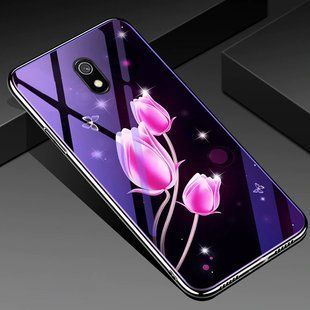 TPU+Glass чехол с цветами для Xiaomi Redmi 8a - Тюльпаны