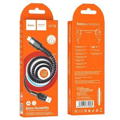 Кабель Hoco U110 USB - Micro USB 1m (2.4A) Black