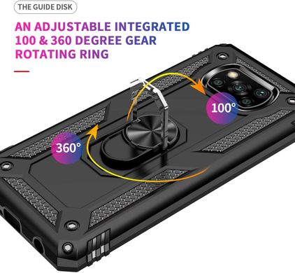 Ударопрочный чехол GETMAN Ring для Xiaomi Poco X3 NFC / Poco X3 Pro - Navy Green