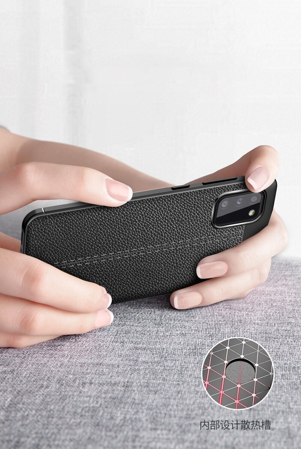 Защитный чехол Hybrid Leather Cover для Samsung Galaxy A02S - Black-1