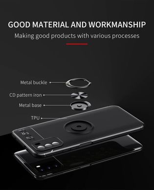 TPU чехол Deen ColorRing под магнитный держатель для Xiaomi Poco M3 - Black+Red