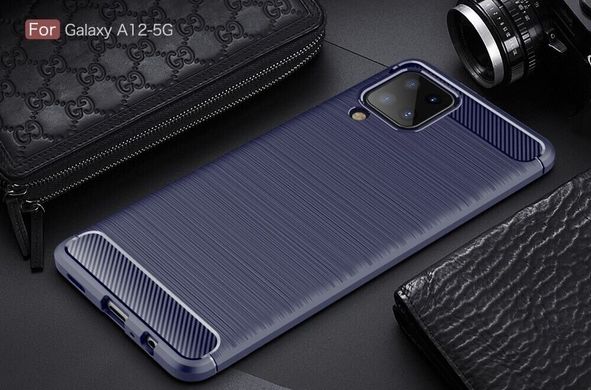 Чехол Hybrid Carbon для Samsung Galaxy A12/M12 - Dark Blue