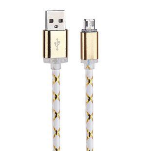 Дата кабель (светящийся) MicroUSB-USB - Gold